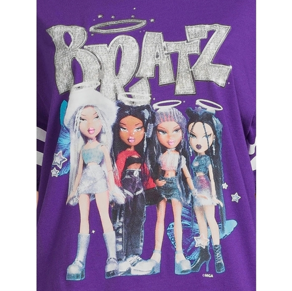 Bratz Women’s Size XS (0-2) Graphic Tee and Shorts Lounge Set Purple Pajama Set - Picture 2 of 6